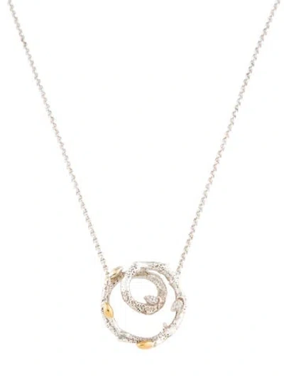 Pre-owned Stephen Dweck Diamond Circle Pendant Necklace, 17" In Multicolor