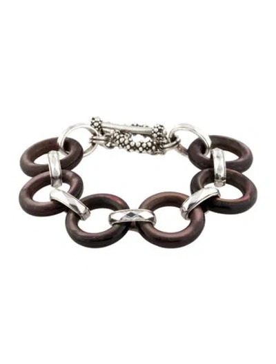 Pre-owned Stephen Dweck Dyed Mother Of Pearl Station Bracelet, 7.75" In Multi