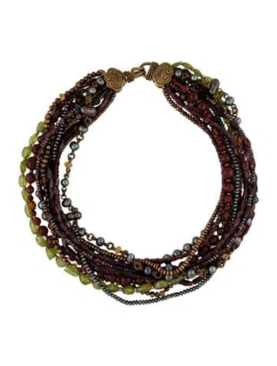 Pre-owned Stephen Dweck Dyed Pearl & Multi-stone Bead Necklace, 16.5"