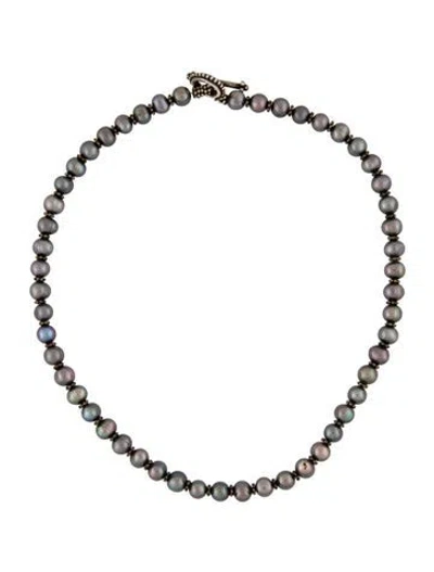 Pre-owned Stephen Dweck Dyed Pearl Bead Strand Necklace, 16.5" In Multi