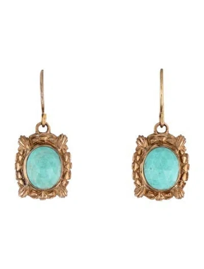 Pre-owned Stephen Dweck Facet Sea Blue Drop Earrings
