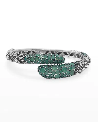 Stephen Dweck Faceted Green Open And Close Bangle In Metallic