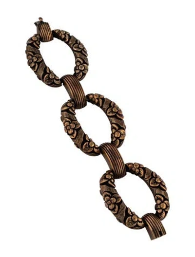 Pre-owned Stephen Dweck Floral Chunky Link Bracelet, 7" In Multicolor