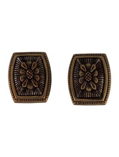 Pre-owned Stephen Dweck Flower Clip On Stud Earrings In Multi