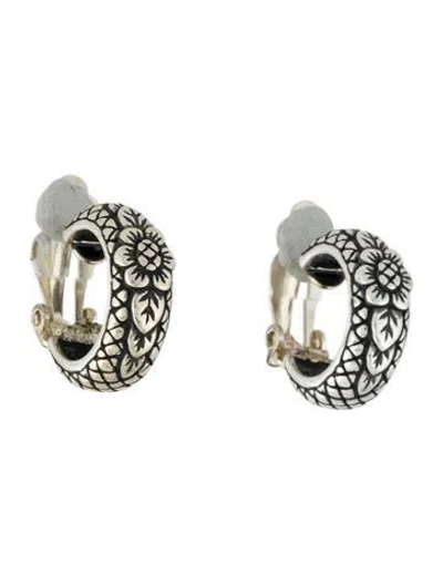 Pre-owned Stephen Dweck Flower Sculpted Clip-on Hoop Earrings In Multicolor