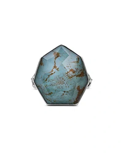 Stephen Dweck Galactical Faceted Natural Quartz & Turquoise Ring In Blue