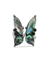 STEPHEN DWECK GARDEN OF STEPHEN FACETED NATURAL QUARTZ ABALONE & PERIDOT BUTTERFLY RING