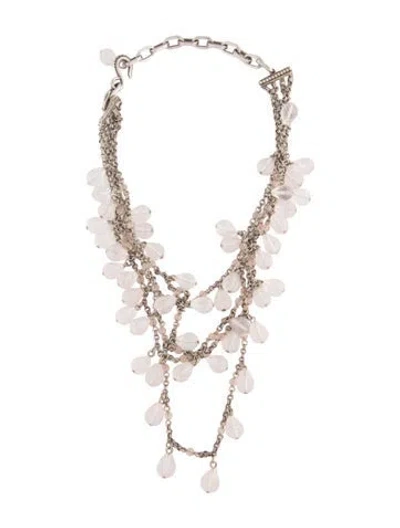 Pre-owned Stephen Dweck Glass Bead Collar Necklace, 18" In Neutrals