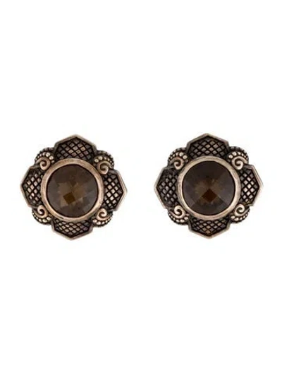 Pre-owned Stephen Dweck Glass Flower Round Clip On Earring In Multicolor