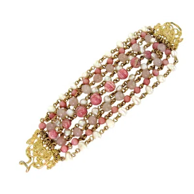 Pre-owned Stephen Dweck Gold Wash Sterling Silver Multi Strand Bracelet 1980s In Sand
