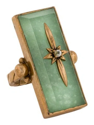 Pre-owned Stephen Dweck Green Stone & Colorless Stone Cocktail Ring