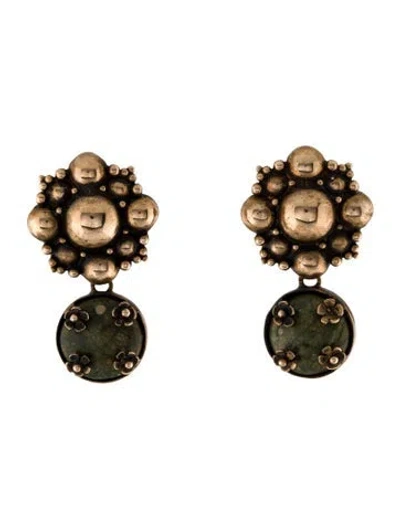 Pre-owned Stephen Dweck Green Stone Drop Earring In Multi