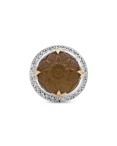 Stephen Dweck Hand Carved Natural Quartz & Mother Of Pearl Ring With Diamonds, 0.34 Ct. T.w. In Brown