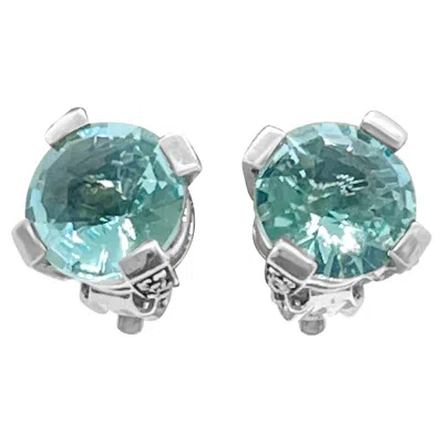 Pre-owned Stephen Dweck Hydro Aquamarine Earrings In Sterling Silver In Multi