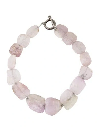 Pre-owned Stephen Dweck Kunzite Beaded Necklace, 18" In Multi