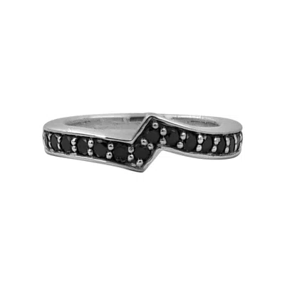 Pre-owned Stephen Dweck Kyoto Black Diamond Sterling Silver Band