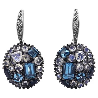 Pre-owned Stephen Dweck London Blue Topaz And Moon Quartz Earring In Sterling Silver