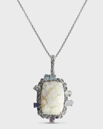 Stephen Dweck Mother-of-pearl, Amethyst, Iolite And White Topaz Pendant Necklace In Multi