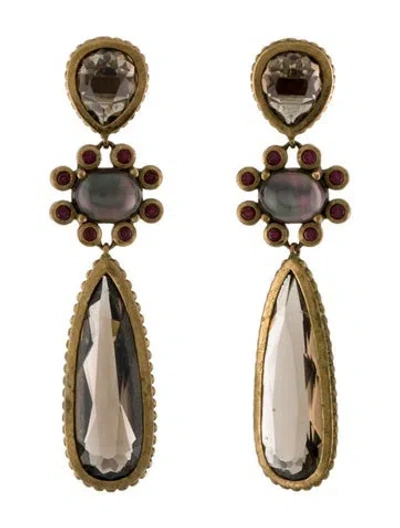 Pre-owned Stephen Dweck Mother Of Pearl & Crystal Drop Earrings In Multi