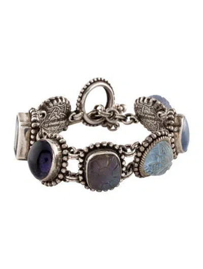 Pre-owned Stephen Dweck Mother Of Pearl & Multistone Link Bracelet, 6.5"