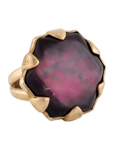 Pre-owned Stephen Dweck Mother Of Pearl & Purple Stone Cocktail Ring In Multi