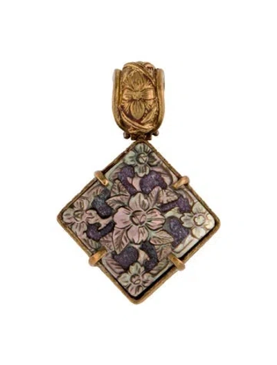 Pre-owned Stephen Dweck Mother Of Pearl & Stone Pendant Necklace In Multi