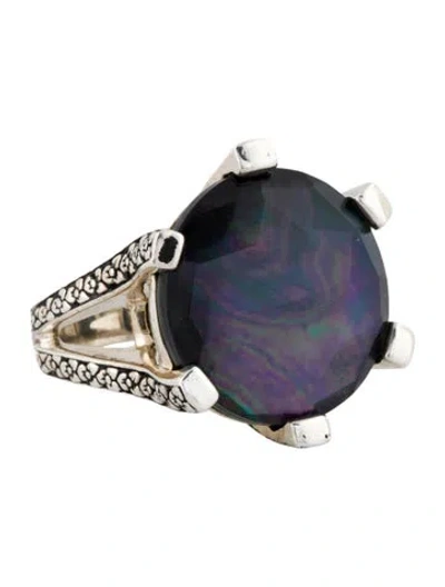 Pre-owned Stephen Dweck Mother Of Pearl Doublet Cocktail Ring In Multi