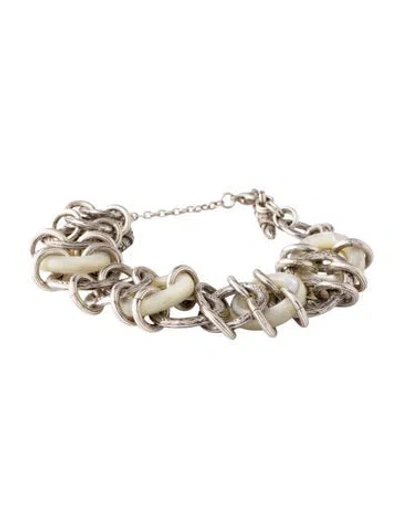 Pre-owned Stephen Dweck Mother Of Pearl Link Bracelet, 6.5" In Multicolor