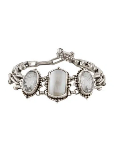 Pre-owned Stephen Dweck Mother Of Pearl Link Bracelet, 7.75" In Multi
