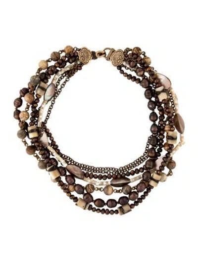 Pre-owned Stephen Dweck Mother Of Pearl, Pearl & Multi-stone Multistrand Necklace, 17" In Multicolor