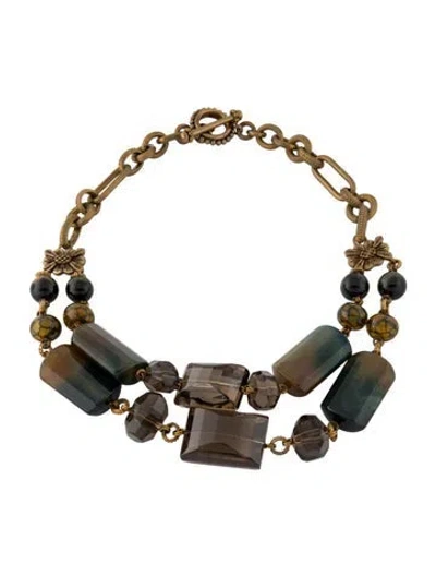 Pre-owned Stephen Dweck Multicolor Stone Bead Double Strand Collar Necklace, 19"