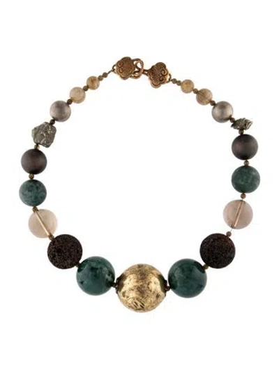 Pre-owned Stephen Dweck Multicolor Stone Bead Strand Collar Necklace, 20"