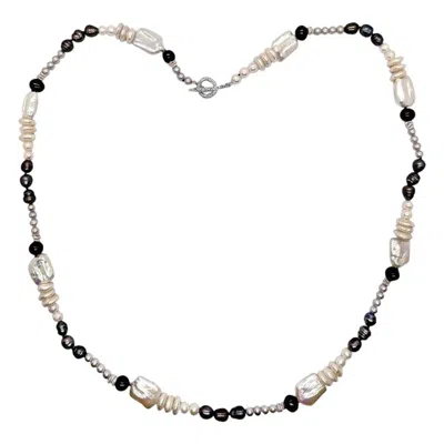 Pre-owned Stephen Dweck Multi-hued Pearl Necklace In Sterling Silver