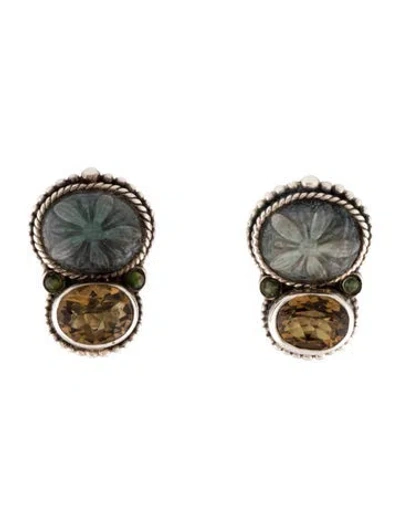 Pre-owned Stephen Dweck Multistone Clip-on Earrings In Multicolor