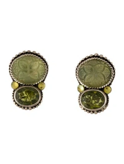 Pre-owned Stephen Dweck Multistone Earclip Earrings In Green