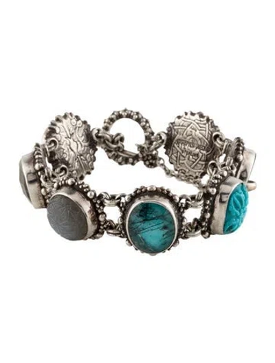 Pre-owned Stephen Dweck Multistone Link Bracelet, 6.5"