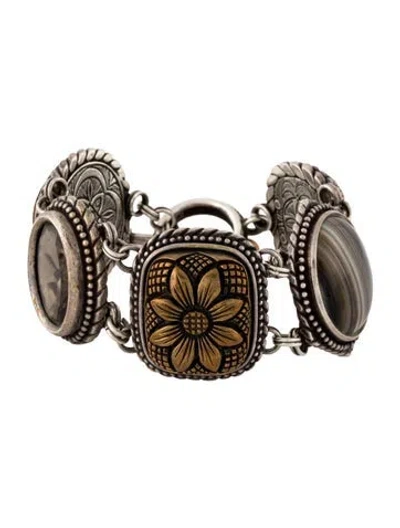 Pre-owned Stephen Dweck Multi-stone Link Bracelet, 7.5" In Multicolor