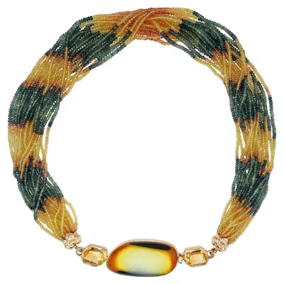 Pre-owned Stephen Dweck One Of A Kind Druzy And Sapphire Necklace By  In Blue