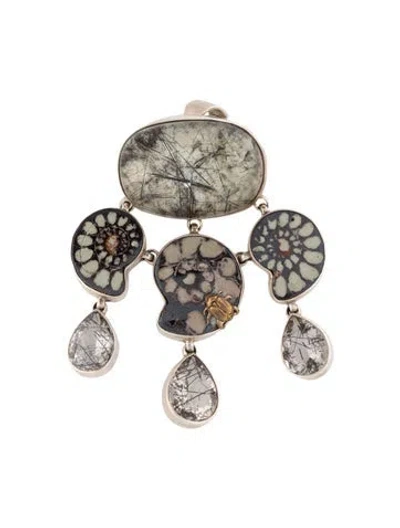 Pre-owned Stephen Dweck One Of A Kind Rutilated Quartz Pendant Brooch In Multi