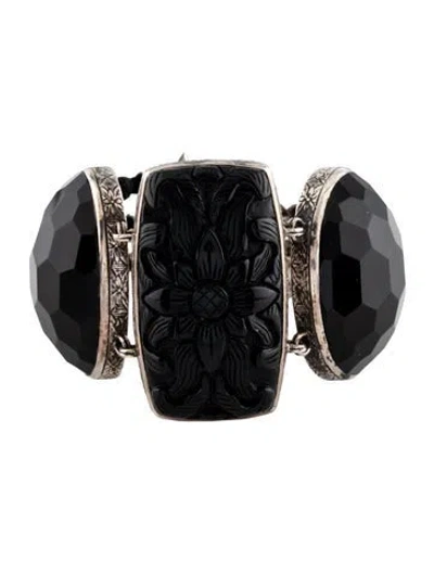 Pre-owned Stephen Dweck Onyx Cord Bracelet, 6.75" In Multicolor