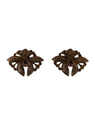 Pre-owned Stephen Dweck Ornate Floral Clip-on Earrings In Multi