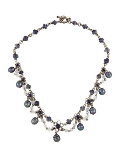 Pre-owned Stephen Dweck Pearl & Crystal Bead Multistrand Necklace, 17.5"