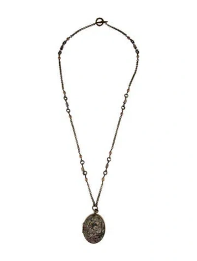 Pre-owned Stephen Dweck Pearl & Mother Of Pearl Locket Pendant Necklace, 28.5" In Multi