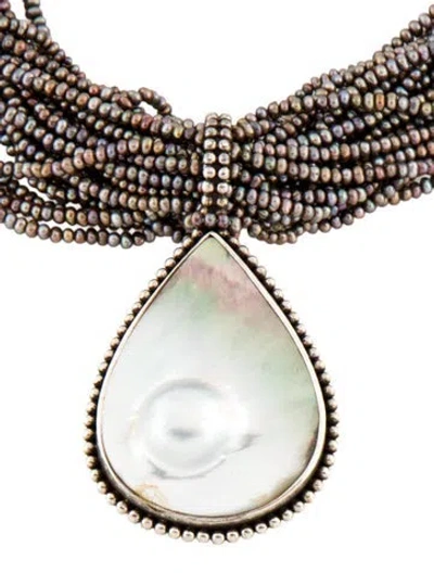 Pre-owned Stephen Dweck Pearl & Mother Of Pearl Multistrand Pendant Necklace, 17.5"