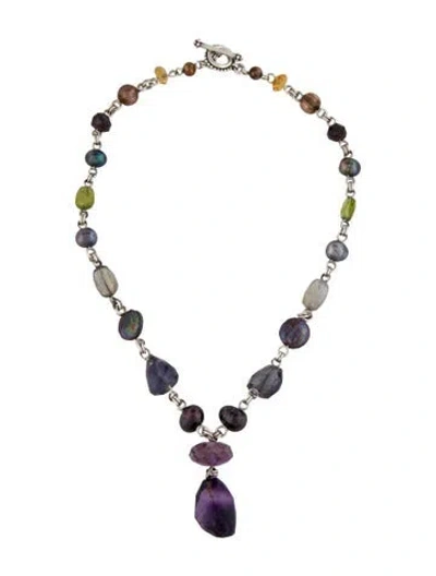 Pre-owned Stephen Dweck Pearl & Multistone Lavalier Necklace, 15.75" In Multicolor