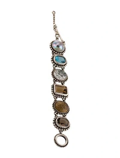 Pre-owned Stephen Dweck Pearl & Multi-stone Link Bracelet, 7.25"