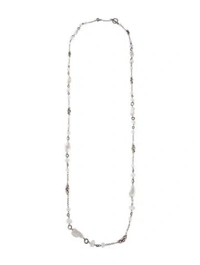 Pre-owned Stephen Dweck Pearl & Quartz Station Necklace, 42.5" In Multi