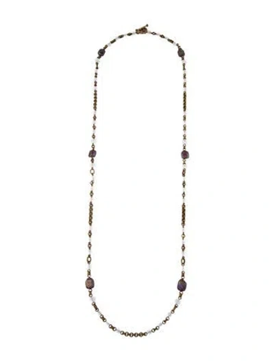 Pre-owned Stephen Dweck Pearl & Stone Station Bead Strand Necklace, 40" In Multi