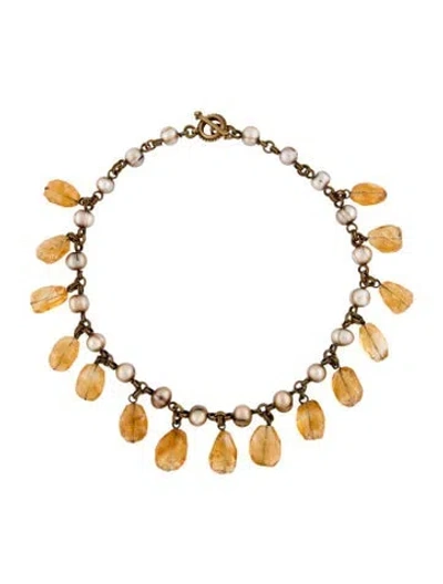 Pre-owned Stephen Dweck Pearl Collar Necklace, 14.5" In Multi