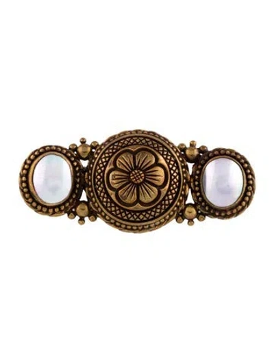 Pre-owned Stephen Dweck Pearl Floral Pin Brooch In Multi